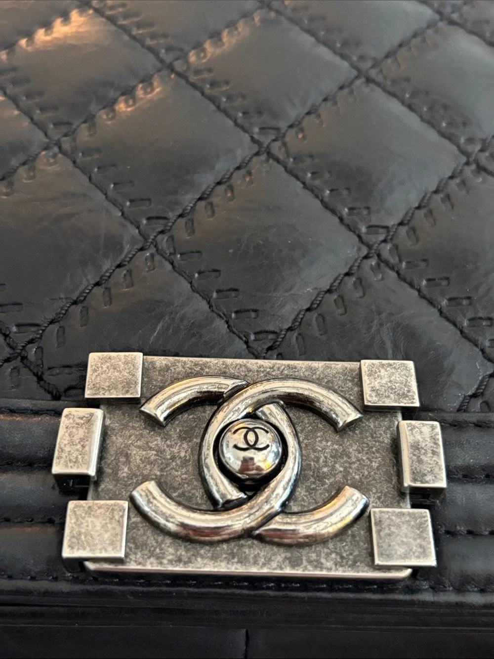 CHANEL Wild Stitch Boy Bag Large with Ruthenium Hardware/Chain (2013-14)
